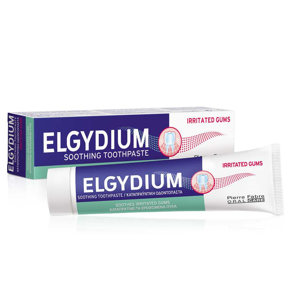 Elgydium Irritated Gums Toothpaste - 75ml / 2.53fl oz - Natural Ingredients, Fluoride, Non-Abrasive, Relieves Gum Inflammation